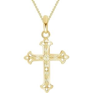Gold Plated Openwork Cross Pendant Charm Religious Jewelry 1.4 Inch USA Made